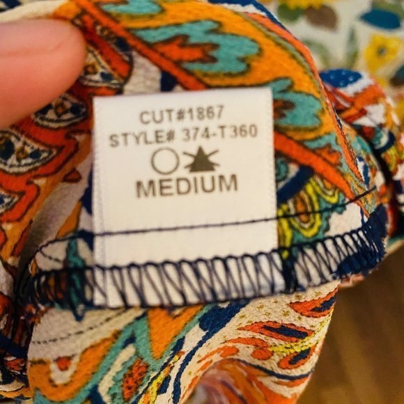 Gibson Latimer Printed Tops Bell 3/4 sleeves Size M - Picture 5 of 6